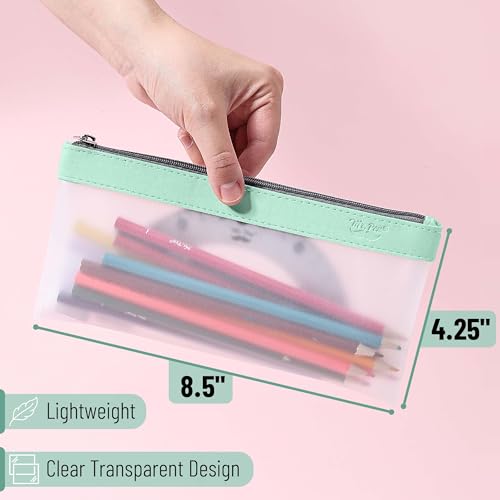 Image of Mr. Pen- Clear Pencil Pouch, 8.50 inchx4.25 inch, 3 Pack, Durable TPU Material | Medium Water-Resistant Pencil Bags with Smooth Zipper, Multipurpose Clear Pouch for Stationery, School, Office