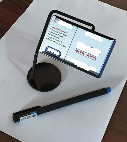 Shining Zon Premium Metal Business Card Holder Stand Display, Desktop Card Organizer for Office Desk/Visiting Card Holder – Black