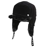 Stoff: Polyester Wijider Uschanka Russische Mütze Winter Warme Russischen Stil Bomber Hüte Für Frauen Feste Acryl Hüte Männlichen Ohrenklappe Schutz Einstellbar Uschanka Schwarz 60 cm