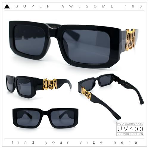 Locs Bold Gothic Logo All Black Gangster Shade Plastic Sunglasses2