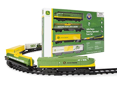 Lionel John Deere Miniature Ready-to-Play Set, Battery-Powered Model Train, Multicolor