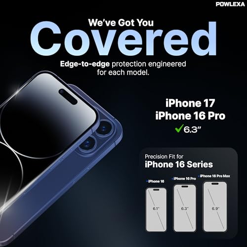 Image of 2 Pack Screen Protector for iPhone 16 Pro 6.3 inch 5X Stronger Tempered Glass 9H+ Hardness 12FT Military Grade Shatterproof HD Clear, Scratch Resistant Bubble-Free Installation Frame Case Friendly