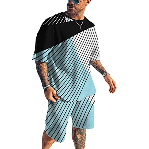 Ensemble short de plage homme ts1281 avec t-shirt manches courtes col rond imprimé 3D taille XXXL