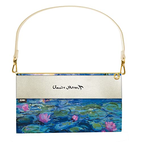 Pochette da Mano in Tessuto poliestere 600, stampa transfer ad Alta risoluzione. Firma del pittore Monet realizzata in serigrafia nera.