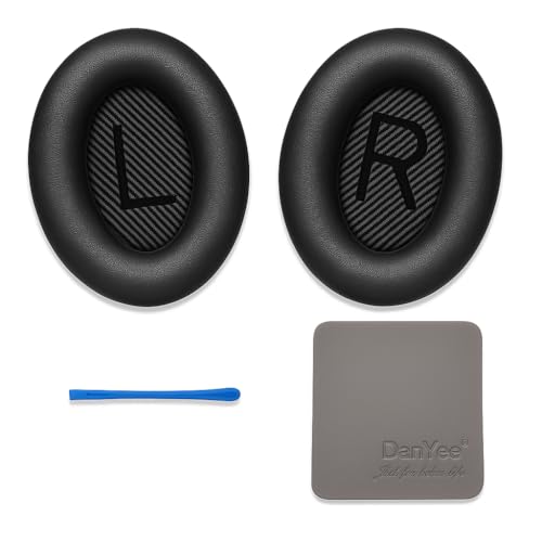 Premium Bose Headphones Replacement Ear Pads for QC2, QC15, QC25, QC35 I & II – Soft Protein Leather & Memory Foam Cushions – Enhanced Noise Isolation – Easy Installation Kit & Cleaning Cloth