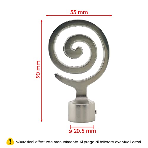 Miniatura 5 de Girasole Home Terminal Espiral Para Barra De Cortina De Diámetro De 18-20 Mm 2 Piezas De Aluminio Níquel Satinado