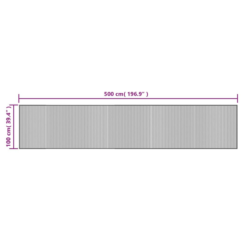 Alfombra de pasillo gris 100 x 500 cm de bambú antideslizante para salón, dormitorio, pasillo, cocina, comedor, habitación infantil, baño, balcón, terraza