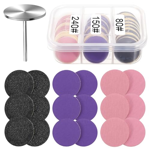 61 Stück Schleifscheibe Pediküre Set mit Metall Nagelbohrern Feet Grinder Schleifpapier Schleifscheiben Ersatz Fuß Nagelfräser Aufsätze Bits für Hornhaut Nagelhautentferner Maniküre mit Aufbewahrungs