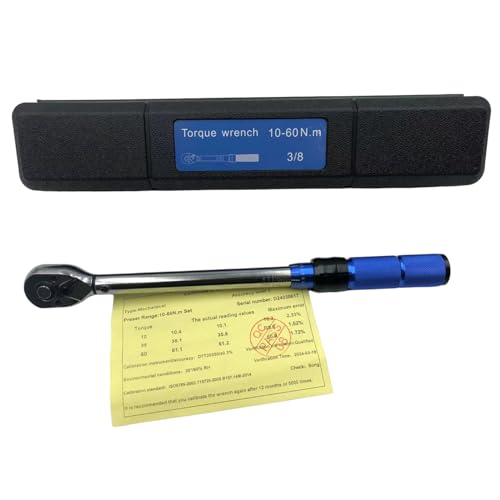 RELIABLESLING 3/8 Inch Drive Torque Wrench, 10-60N.m, Preset Click Torque Wrench, Dual-direction Head, Car Spark Plug Replacement Tool for Vehicle Maintenance