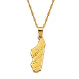 Type : 45 cm ou 17,7 pouces Madagascar Carte Colliers avec Pendentif pour Femmes Hommes Bijoux Couleur Or Afrique Cartes Malgaches Chaîne # 006910 Attractive