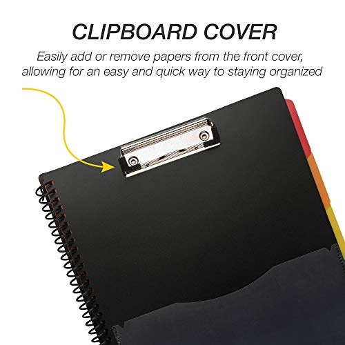 Image of Samsill Spiral Folder Organizer - 5 Dividers & 10 Pockets with Notepad & Clipboard, Multi Pocket Color Cordinated Folder Binder with Customizable Tabs, Document Organizer (Basic)