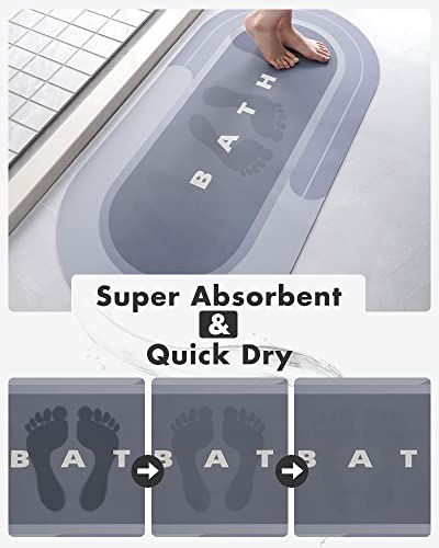 Image of MontVoo-Bath Mat Rug-24 inchx48 inch Innovative Bathroom Runner Rug Mat Super Absorbent Quick Dry Rubber Backed Dirt Resistant Bath Rugs Mats for Bathroom Non Slip Blue Bathroom Rug for Shower Sink Bathtub