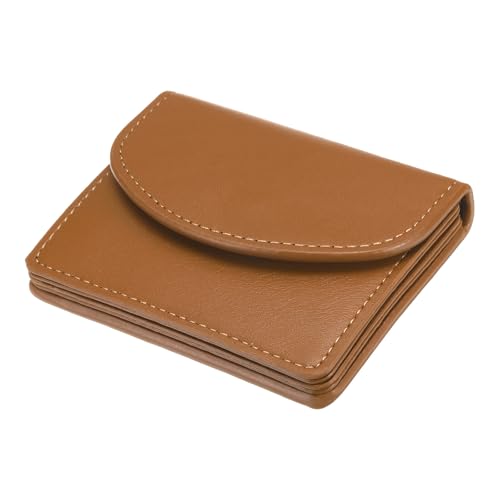 Image of uxcell PU Leather Business Card Case, Business Name Card Holder Wallet with Magnetic Shut Pocket Holder for Women Credit ID Card, Brown