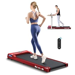 BLACK LORD Walking Pad, loopband voor thuis, ondertafel-loopband met led-display, bluetooth-luidspreker en afstandsbediening, draagbare loopband 1-9 km/u, 120 kg draagkracht, geen montage, rood