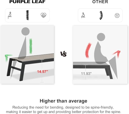 Image of PURPLE LEAF Patio Chaise Lounge Set of 2 Aluminum Outdoor Lounge Chair with Wheels and Side Table Chaise Lounge Chair for Outdoor Backyard Pool Camel