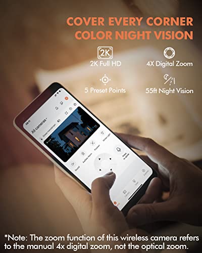 Image of Dzees Security Cameras Wireless Outdoor, 2K Pan /Tilt 360 View Solar /Battery Powered WiFi Cameras for Home Security with AI Motion Detection,Color Night Vision, 2-Way Audio, IP66, SD /Cloud Storage