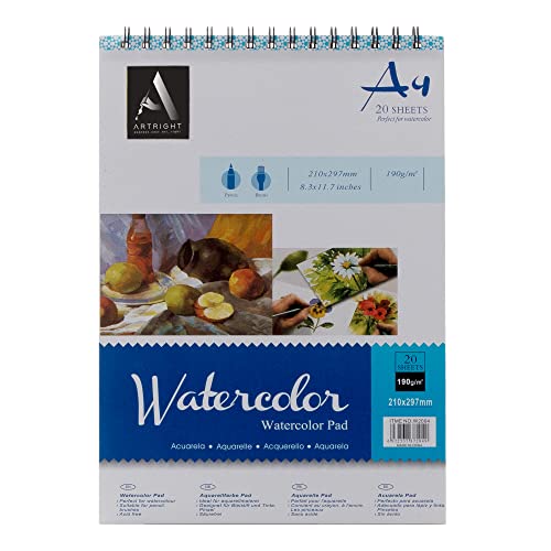 Image of ArtRight Artists Watercolour Paper A4 Size, 200 GSM 75% Cotton Cold Pressed (16 Sheets + 4 Free Sheets), for Watercolor, Acrylic and Mixed Mediums.