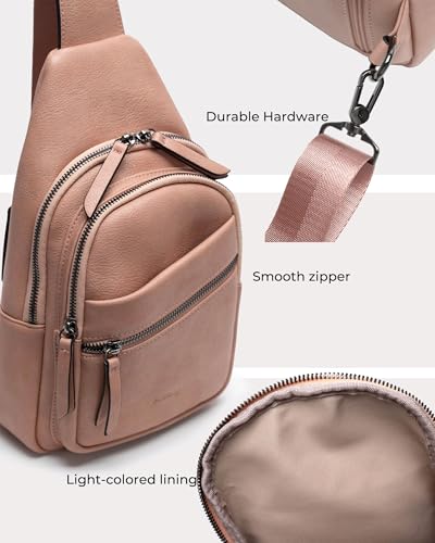 Image of Alldaily Large Sling Bag for Women Crossbody Purse Leather Fashionable Trendy Chest Bag for Travel, Fanny Pack (Dusty Rose)