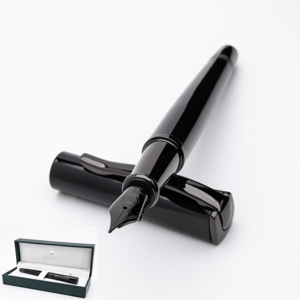 Monteverde USA Impressa Fountain Pen Black with Gunmetal Trim - Flex Point - JoWo German Nib