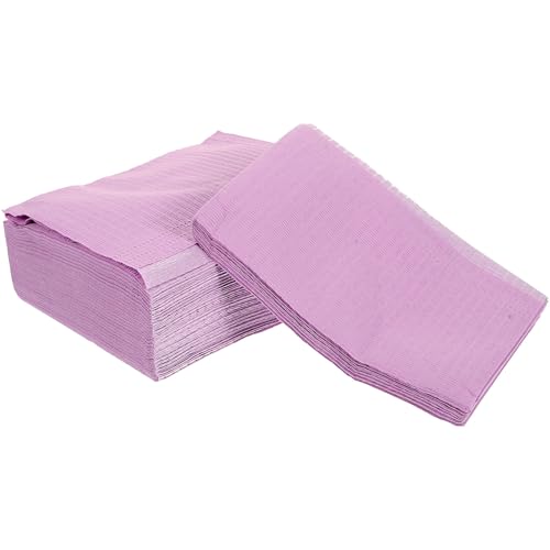 TEHAUX 125枚 使い捨て ビブ 入り パープルカラー 防水設計 クリニック用 保護に優れた簡単装着可能な衛生的使い捨てエプロン