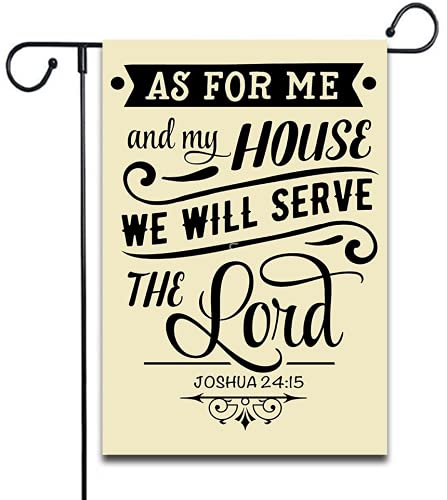 As for Me and My House We Will Serve The Lord Flag, Double Sided, Waterproof, Weatherproof, 12 x 18 inches, Independence Day Decor, Flax Burlap Polyester Garden Yard Flag