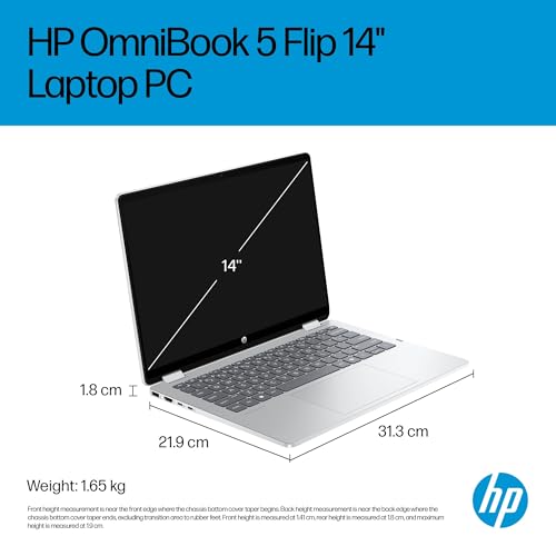 HP OmniBook 5 Flip 2-in-1 Laptop 14-fp0011nx, 14" 2K, Touch screen, Intel Core 5-120U, Intel Graphics, 16GB RAM, 512GB SSD, Windows 11 Home, Glacier silver - C20RQEA