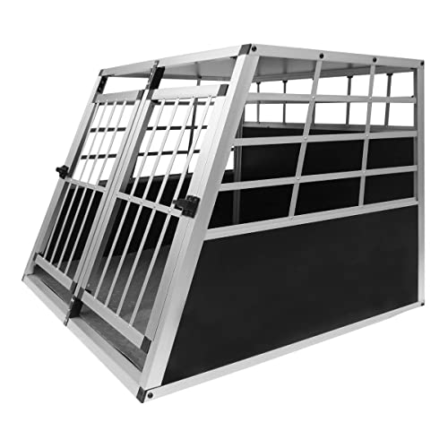 Monster Shop Auto Hundetransportbox große Doppelbox Hundebox Transportbox Gitterbox Fahrzeugbox Kofferraumbox Katzen Hunde Aluminium Trapez