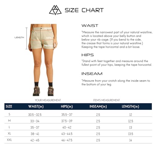 Haimont Short feminino de caminhada de 7,6 cm, secagem rápida, elástico, casual, de nylon, com bolso
