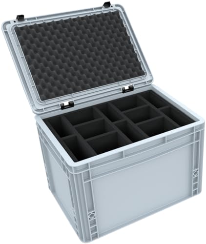 Eurobox Feldherr con PE-bandeja de espumas a medida para alojar 6 ordenadores Raspberry Pi 400