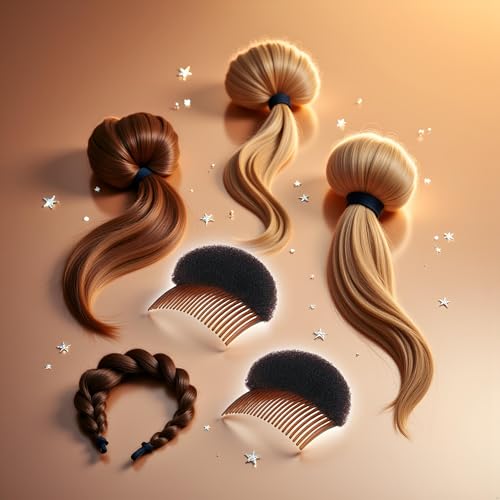 2 Pcs Women\'s Hair Styling Accessories - Soft Foam Hair Inserts, Bump Up Pads, Clip Bun Maker and Braid Tool Clips and Barrettes Hair Accessories
