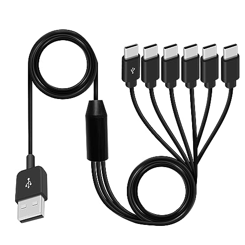 Poyiccot USB A to USB C Splitter Cable, Multi USB C Splitter Cable, 6 in 1 USB 2.0 Type A Male to 6 Type C Male Charging Cord, for USB Type-C Phone, Tablet, 5ft by Poyiccot - Used condition - US$10.52