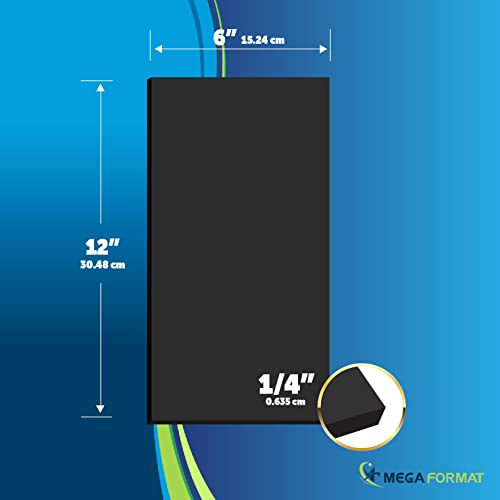 Image of Mega Format Expanded PVC Plastic Sheets - 6 inch X 12 inch Rigid Black Sheet for Crafts, Signage, & Displays - Sintra, Celtec PVC Board - Waterproof for Outdoors Use - 1 /4 inch 6mm Thick - 1-Pk-Black