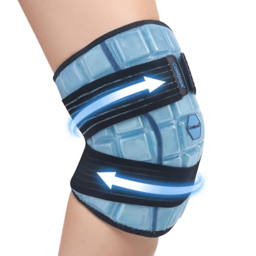 Comfpack Knee Ice Pack Wrap, 2 Hours Long Lasting Coldness Ice & Compression Therapy Flexible Ice Pack for Knee Replacement Surgery, Arthritis Pain, ACL, Swlling, Sports Injuries