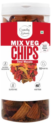 Image of Mix Veg Chips Desi Masala | Baked Multigrain Vegetable Chips | High Protein Healthy Snack | Gluten Free, High Fiber | No Trans Fat | Tasty Indian Snack for All Ages - 150g
