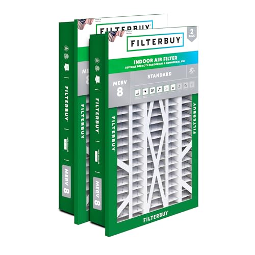 Image of Filterbuy 16x25x5 Air Filter MERV 8 Essential Dust & Allergy Defense (2-Pack), Electrostatic Pleated HVAC AC Furnace Filters for Honeywell Return Grille (Actual Size: 14.38 x 23.38 x 3.69)