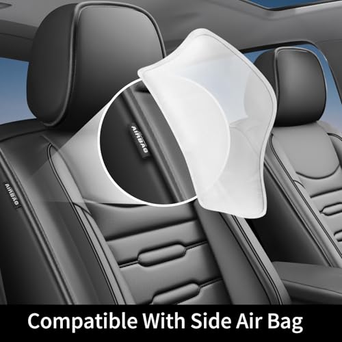 Image of Fit Outback Car Seat Covers for Subaru Outback 2010-2024 2025 2026 - Upgraded Premium Waterproof & Breathable Leather, Airbag Compatible, All-Weather Seat Cushion Protector (Full Set, Black)