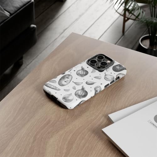 Coque iPhone 14 Pro motif végétal noir et blanc rigide mate - 4