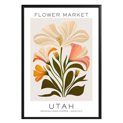 GroovyGrove Utah Flower Market Poster Wall Art Prints, Abstract US