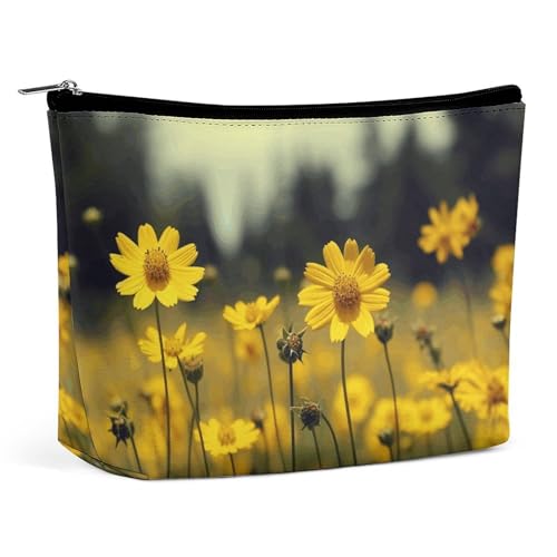 Trousse de maquillage d'été jaune fleurie pour égayer votre routine beauté
