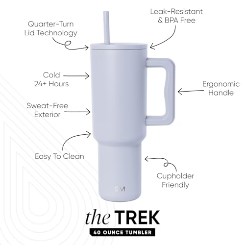 Image of Simple Modern 40 oz Trek Tumbler with Handle and Straw Lid | Cup Holder Friendly Insulated Stainless Steel Travel Mug | Dreamscape