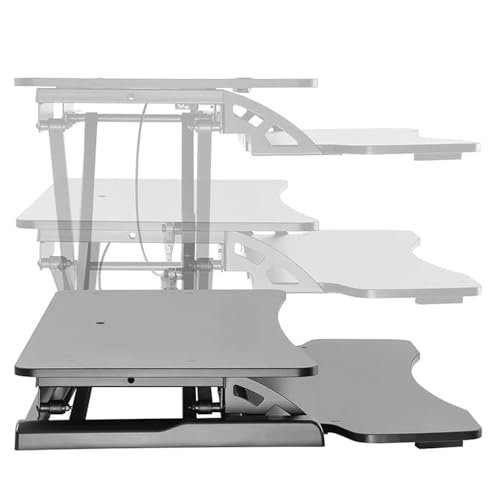 Image of TARKAN Standing Desk Converter, Height Adjustable Workstation, Hydraulic Sit Stand Desk Riser (65cmx40cm TableTop, 50cm Height) (Black)