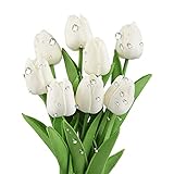 🌷【Material】Los tulipanes se ven auténticos y tienen una sensación de tacto real, hechos con material de polietileno duradero