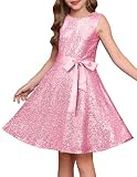 Picture of GRACE KARIN Girls Sequin Dress Kids Birthday Party Formal Sparkly Fancy Pink Pageant Graduation Dresses Size 12