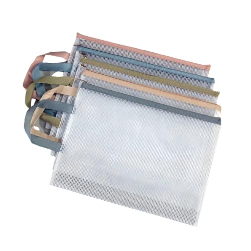 Copechilla Carpeta portadocumentos A4 con cremallera Carpeta transparente A4 PVC 5 Piezas 5 Colores Bolsa de plástico impermeable con cremallera Bolsa de malla para Oficina,Viaje,Suministros