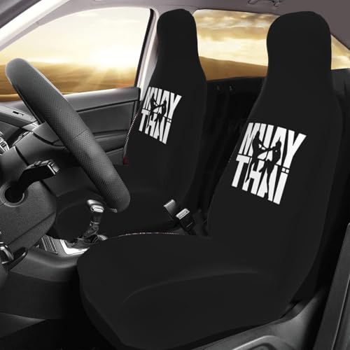 Image of Muay Thai Car Seat Covers 2 Front Seats,Breathable Durable Seat Covers for Cars,Universal Fit for SUV,Vans,sedans, Trucks, Automotive Interior Covers,Black