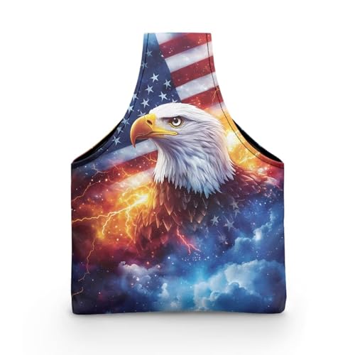 Image of ZUXONGSY America250 Knitting Project Bag for July 4th 2026 Thunder Eagle Patriotic Flag Yarn Tote Bags for Crocheting Crochet Organizers and Storage