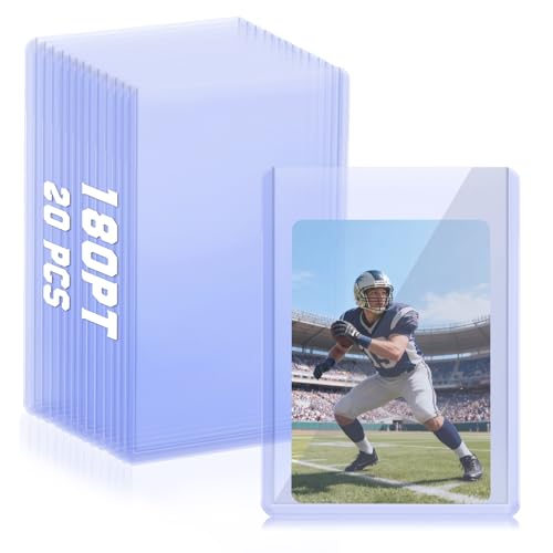 DEDC 20 Top Loader Thick Card Load Holder Storage for Trading Cards Sports Sleeves Hard Plastic 180 Point Protective Toploaders 3x4 Rigid Memorabilia Collectibles