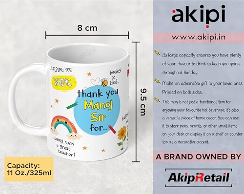 Image of Thank You Teacher Mug with Personalized Teacher's Name, Best Teacher Gift, Teacher Mug, Helping Me to Grow Ceramic Mug 11oz Designer Coffee /Tea Cup ARM676 (Pack of 2)