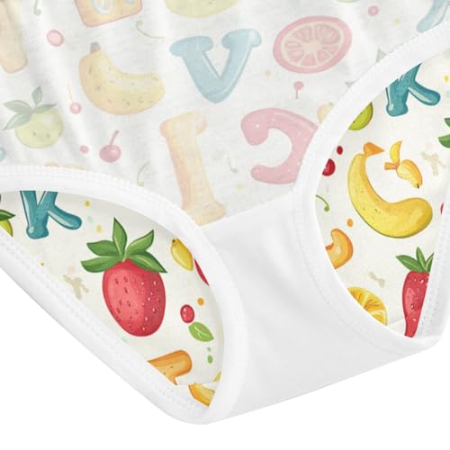 ZZKKO Cute Letters Fruits Girls Underwear Toddler Panties for Girls Comfort Brief Size 2-8T4