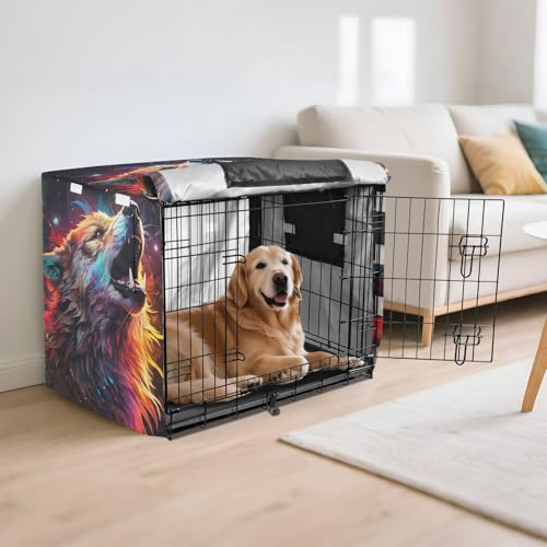 Housse pour cage d'intérieur d'extérieur motif loup spatial